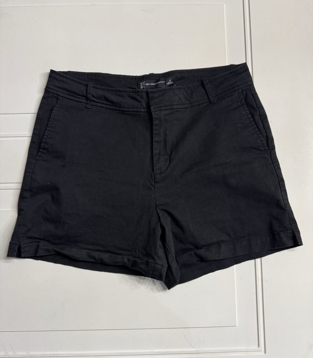 New York & Company Womens Size 6 Pockets Short Black Shorts Cotton Stretch